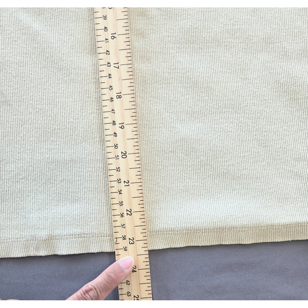 Tribal Lace Tank Top Ribbed Knit Henley Round Neck Pastel Yellow Beige Quiet Lux - Picture 11 of 16